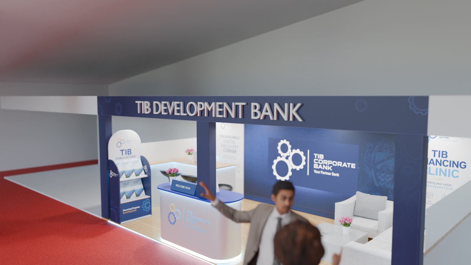 Branded Booth Entrance — TIB Development Bank Exhibition Booth
