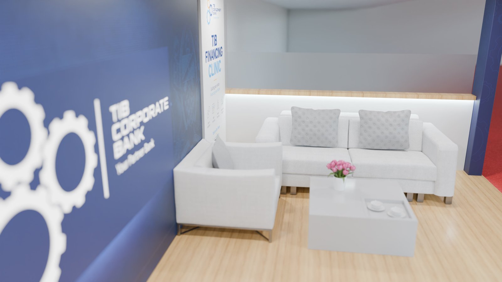 Corporate Branding Lounge — TIB Development Bank Exhibition Booth